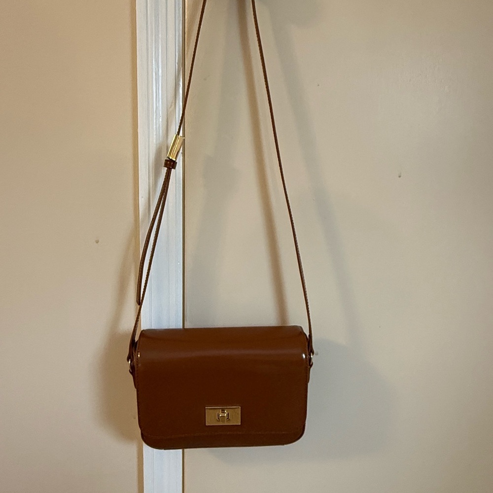 J. Crew Classic Tan Leather Crossbody Bag